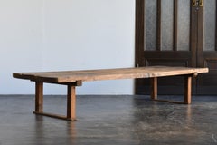 Japanese Used Wooden Large Low Table / Sofa Table / Large Workbench / Taisho 