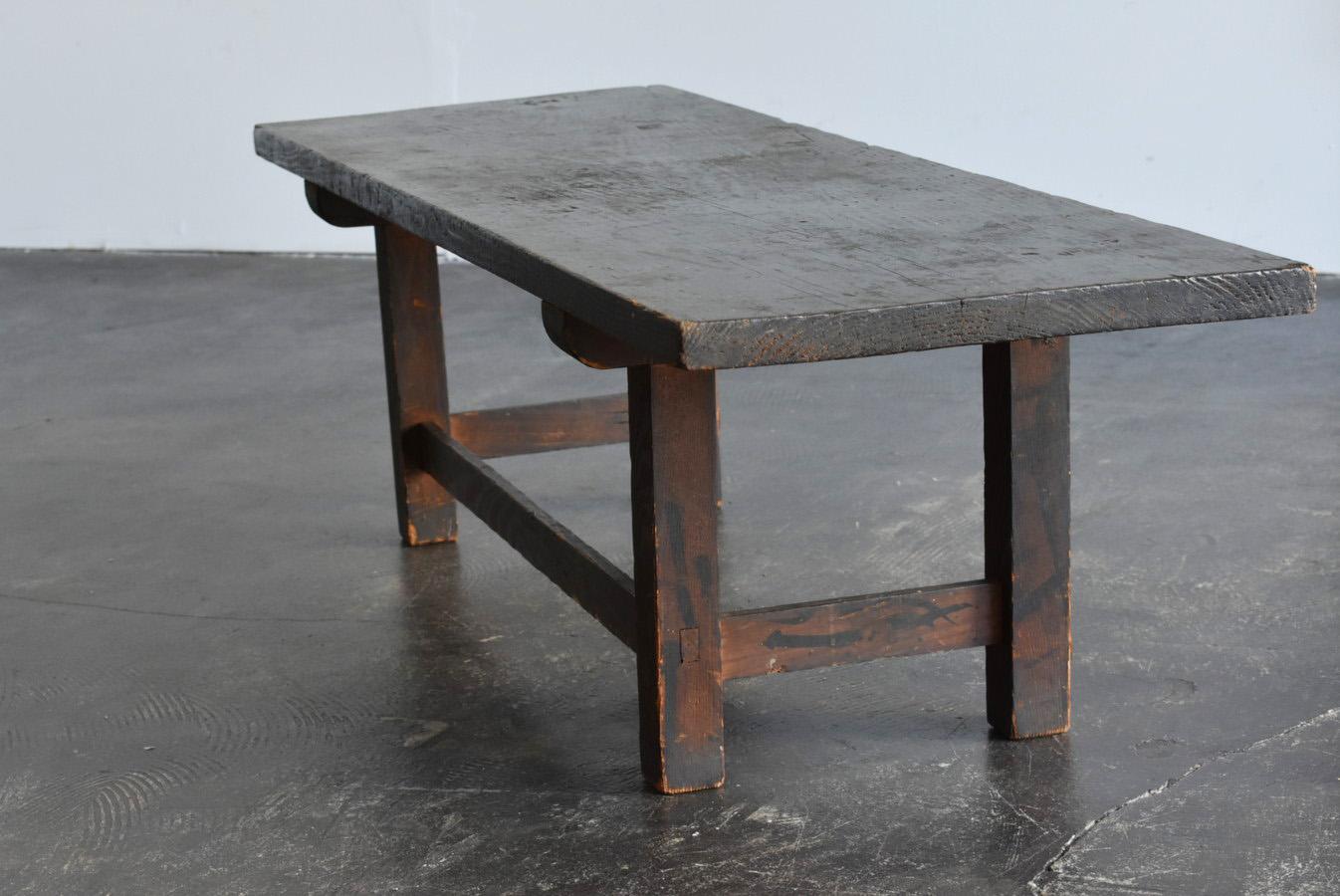 Pine Japanese Antique Wooden Low Table, 1800-1900, Edo-Meiji Period, Simple Sofa Table