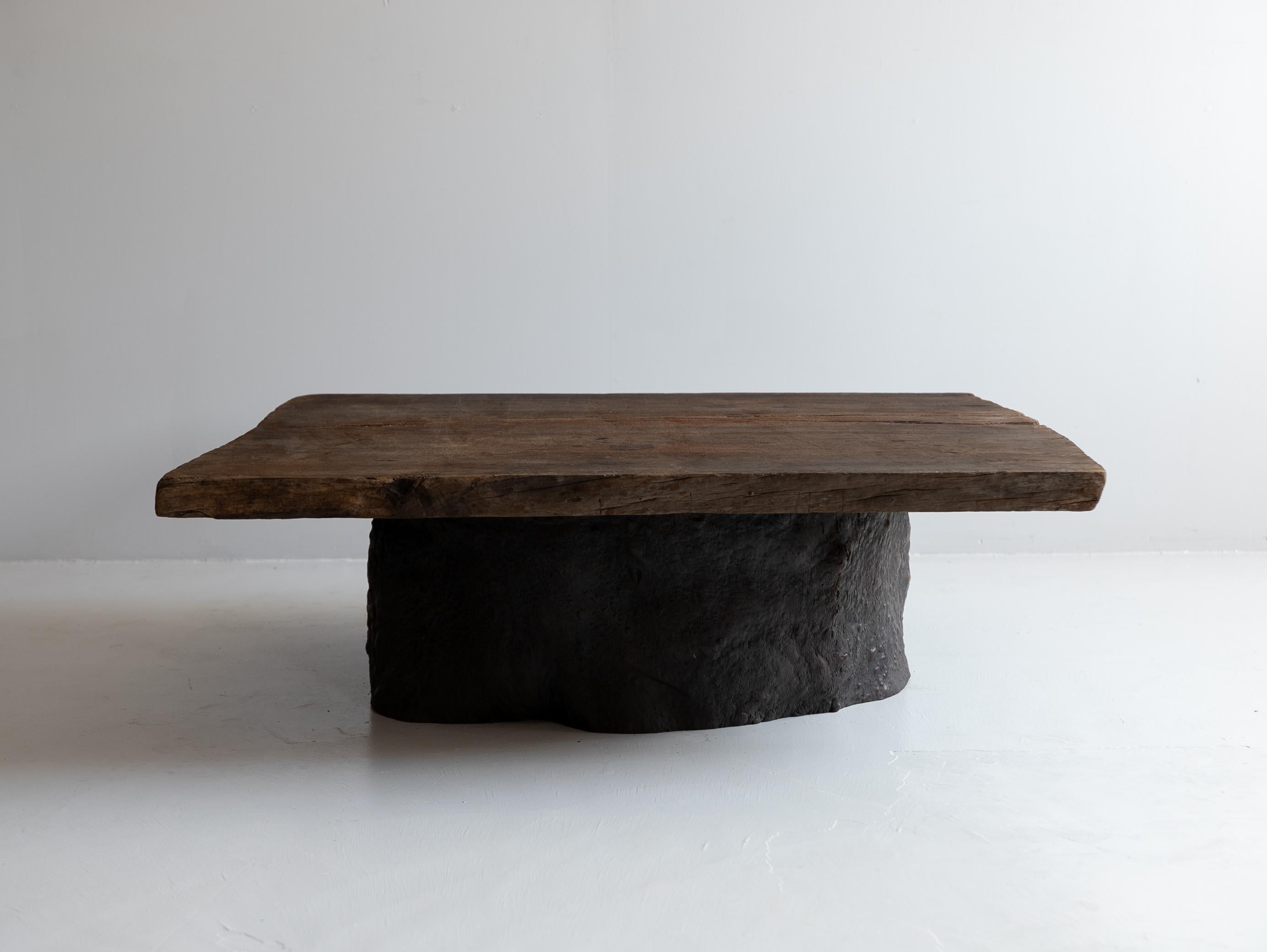 Meiji Japanese antique wooden low table/1868-1920/Wabi-Sabi sofa table