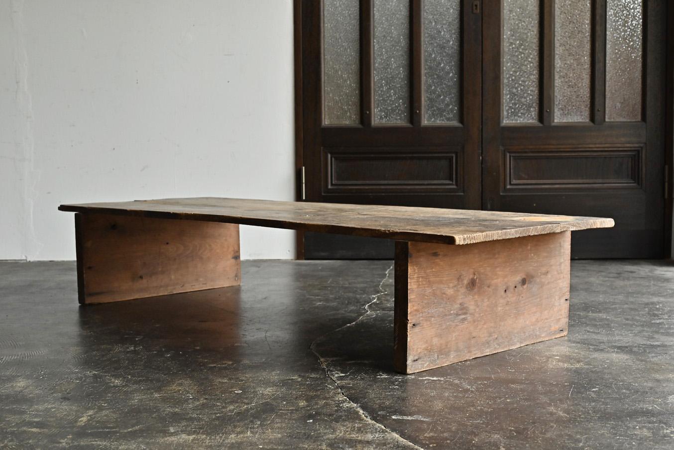 Cedar Japanese antique wooden low table/1868-1920/Wabisabi wood grain