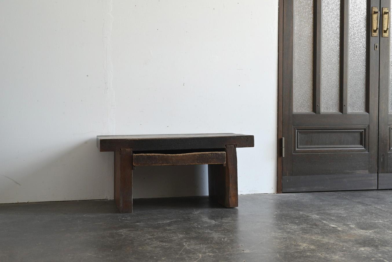 Antico tavolo basso giapponese in legno/banco da lavoro usato dagli artigiani/sgabello/20° secolo 5