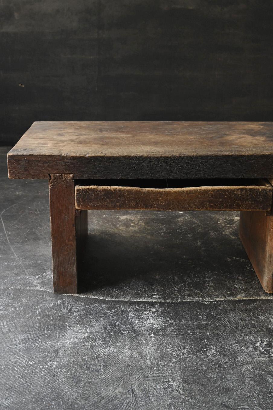 Showa Antico tavolo basso giapponese in legno/banco da lavoro usato dagli artigiani/sgabello/20° secolo