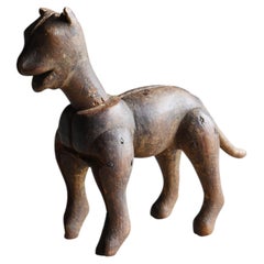 Japanese Antique Wooden Mold Dog 1860s-1920s / Primitive Figurine Wabisabi