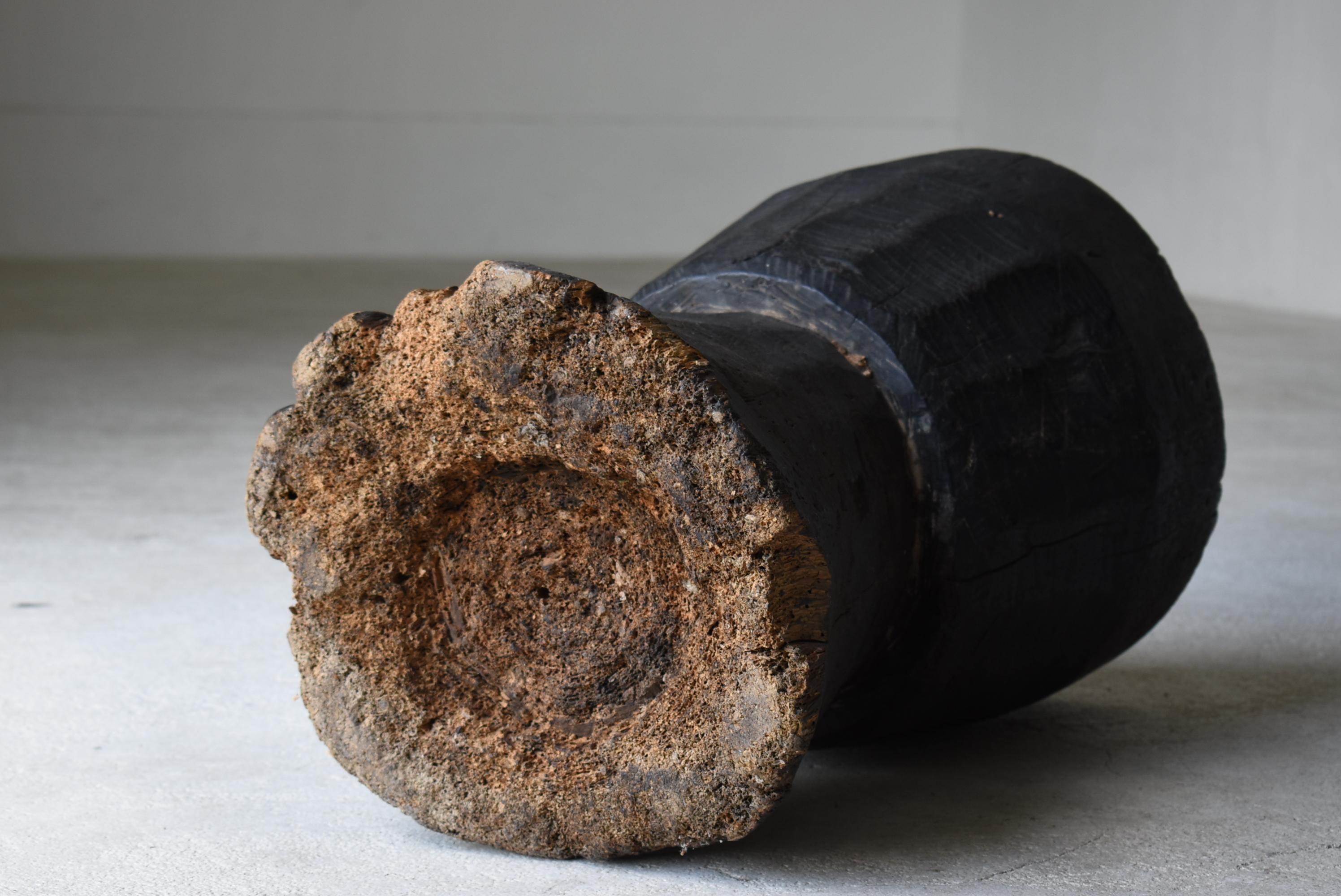 Japanese Antique Wooden Mortar 1860s-1900s/Flower Pot Primitive Wabi-Sabi Mingei 6