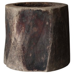 Japanese Antique Wooden Mortar Display Pedestal / Coffee Table / Wabi-sabi