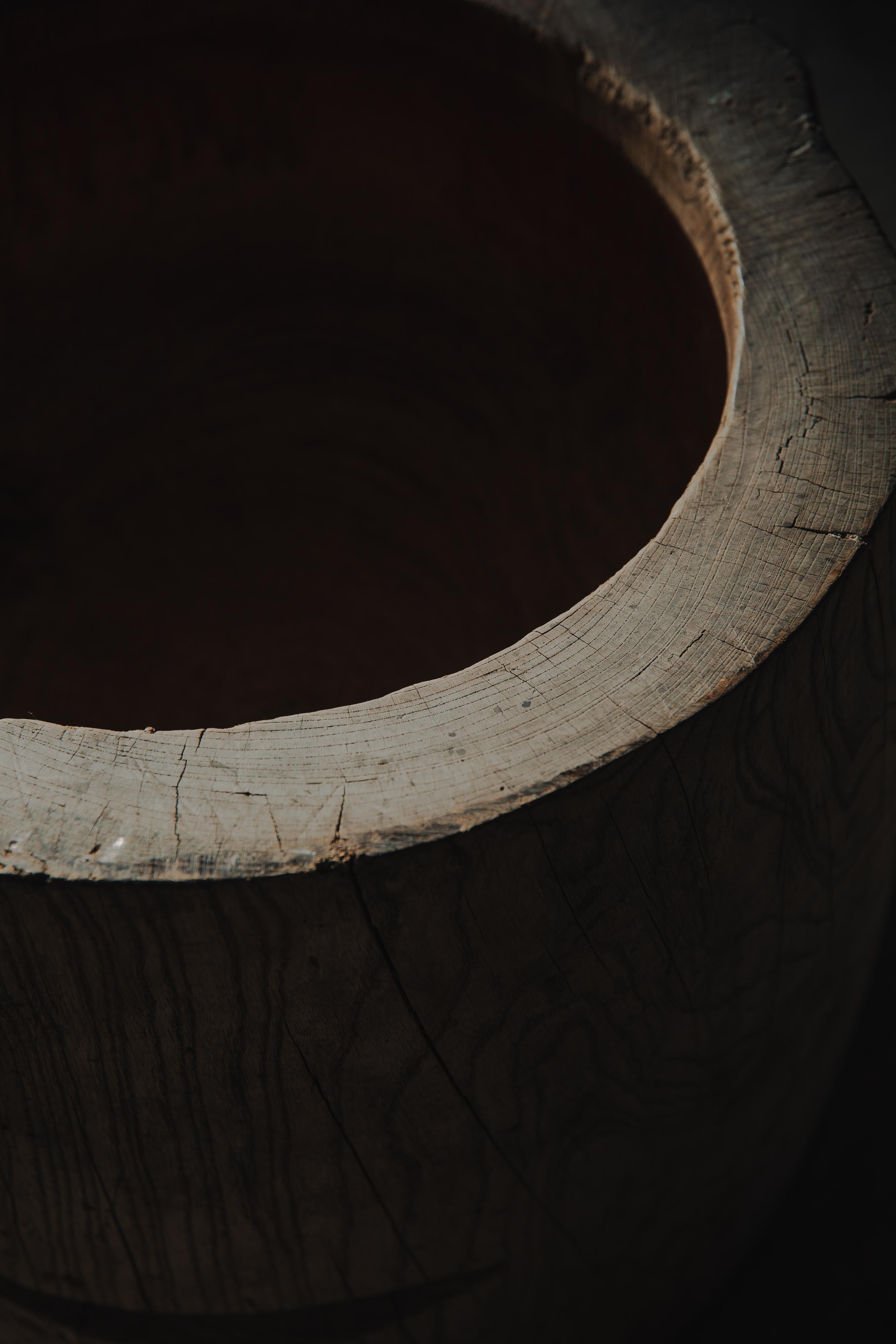 Japanese antique wooden mortar. side table or coffee table. wabi sabi For Sale 11