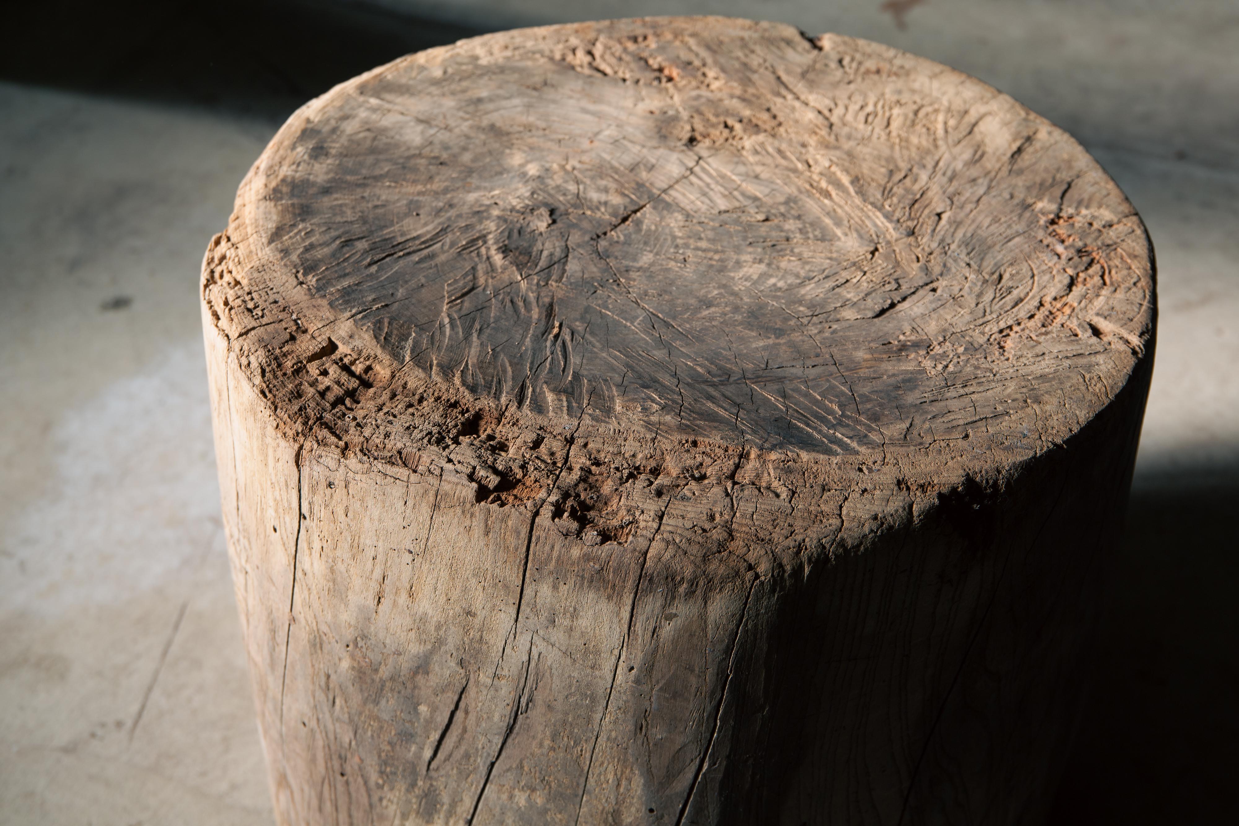 Japanese antique wooden mortar. side table or coffee table. wabi sabi For Sale 8