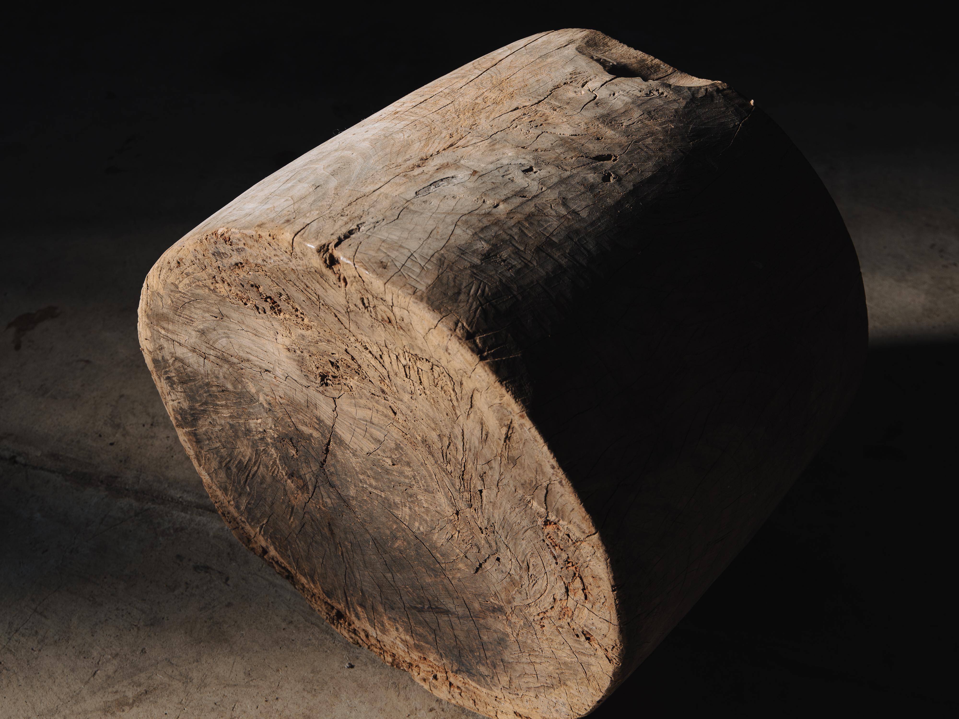Japanese antique wooden mortar. side table or coffee table. wabi sabi For Sale 1