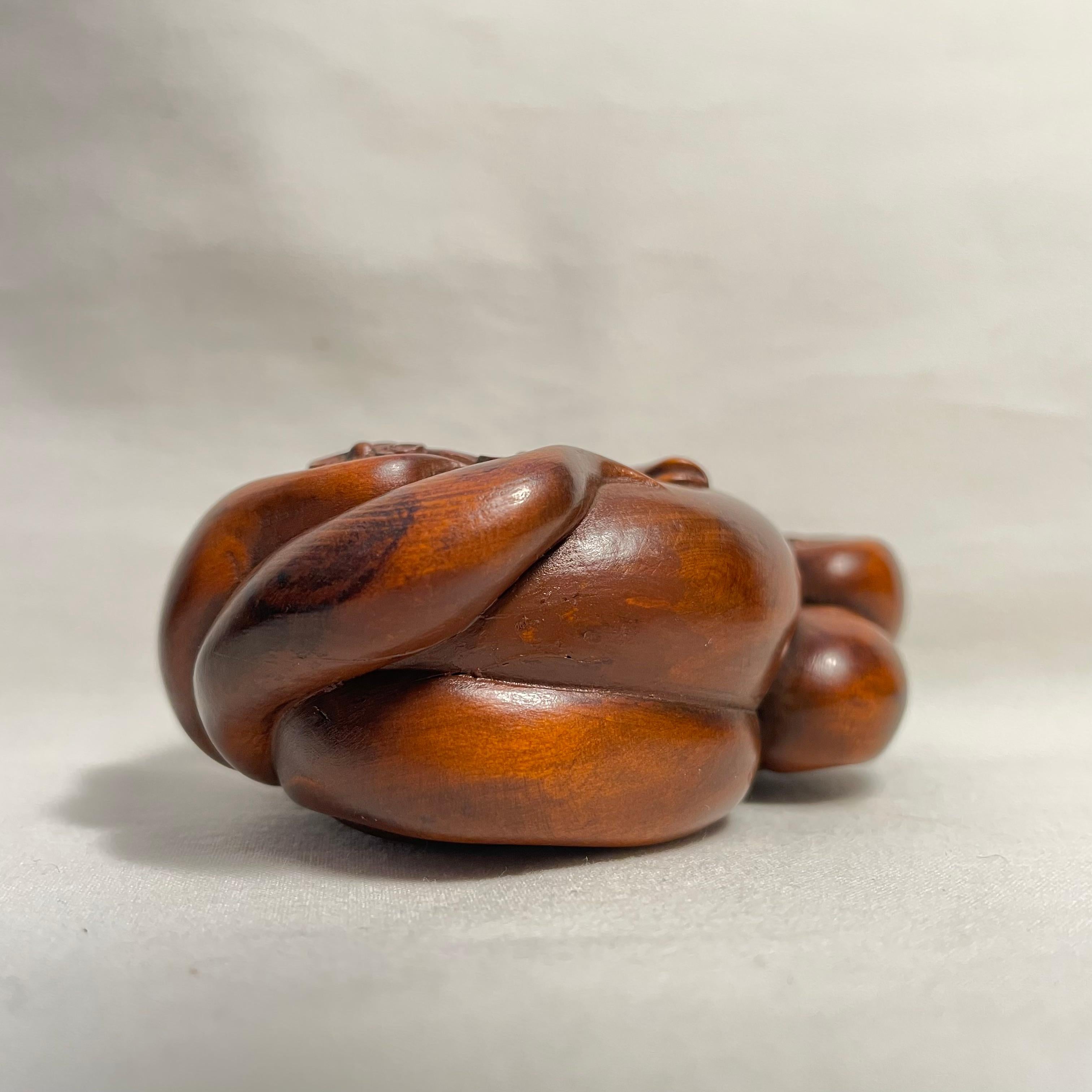 Early 20th Century Japanese Antique Wooden Netsuke 'Buffalo' 1920s Taisho For Sale
