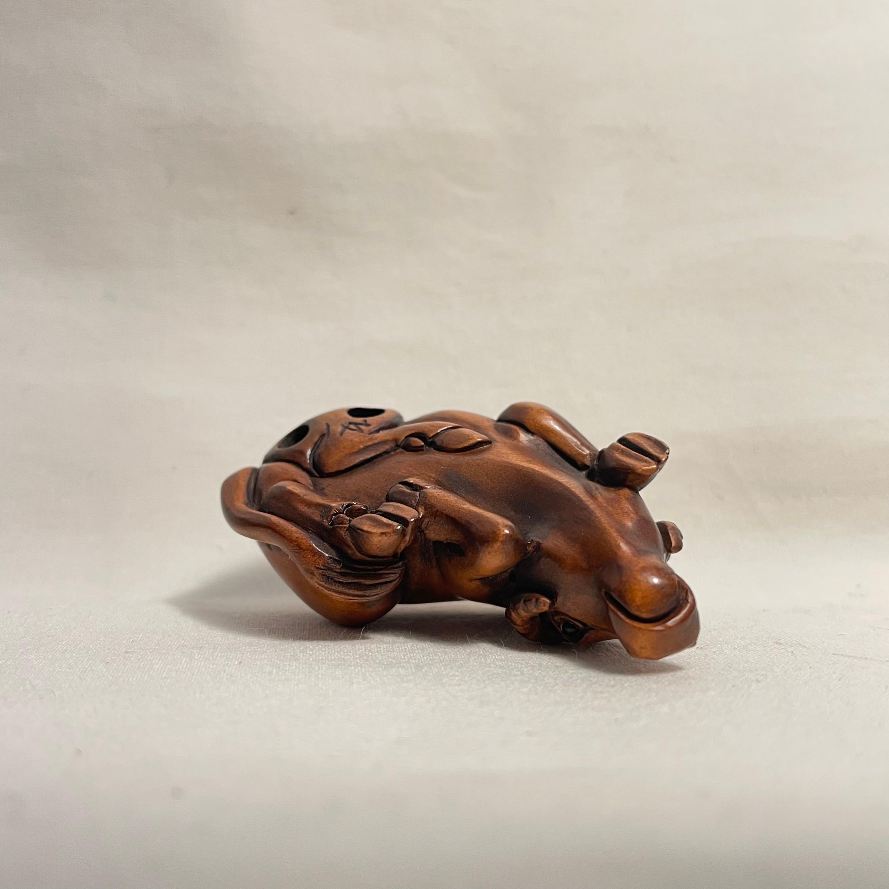 Japanese Antique Wooden Netsuke 'Cow' 1900s Meiji 1