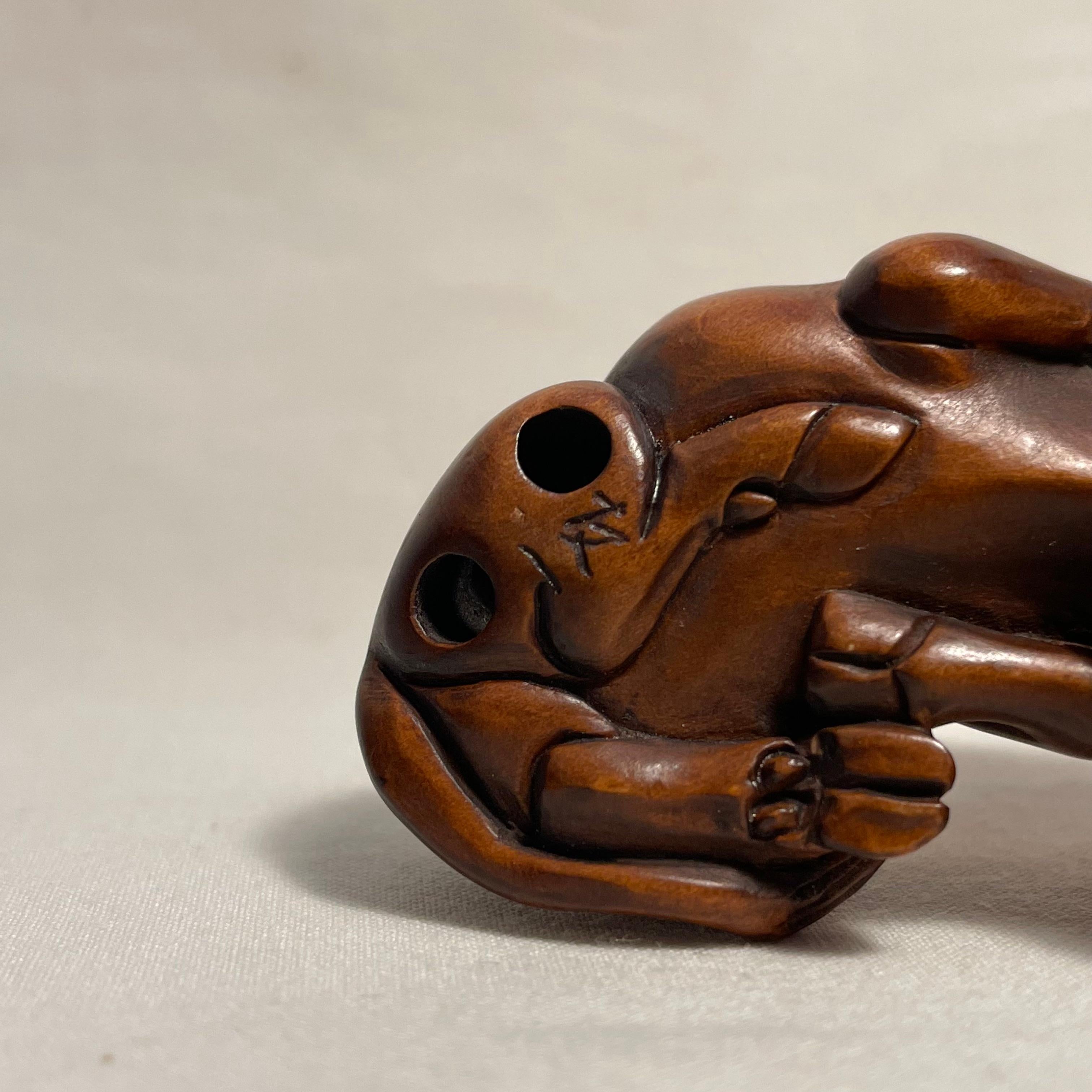 Japanese Antique Wooden Netsuke 'Cow' 1900s Meiji 2