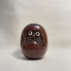 Japanese Antique Wooden Netsuke 'Daruma' 1920s Taisho era
