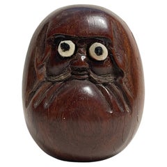 Netsuke Antiguo Japonés de Madera 'Daruma' 1920s era Taisho