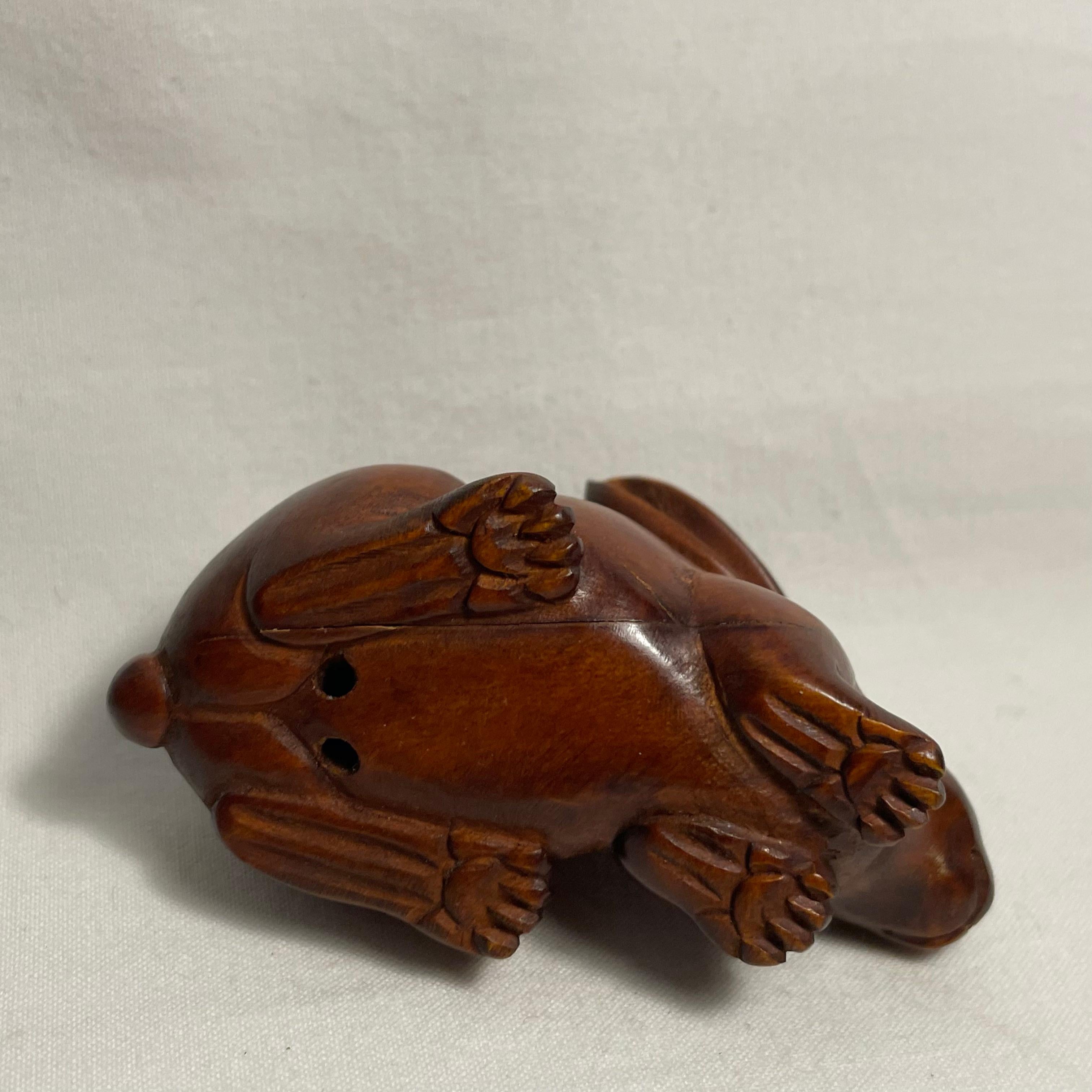 Japanese Antique Wooden Netsuke 'Rabbit' 1920s Taisho era 1