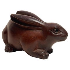 Netsuke Antiguo Japonés de Madera 'Conejo' 1920s era Taisho