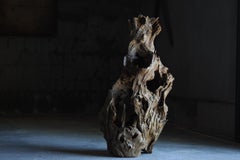 Japanese Antique Wooden Object/Natural Wood Figurine Wabisabi Art Sculpture