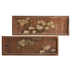 Japanese Antique Wooden Painting / Panel Painting / Sliding Door /Edo-Meiji Era