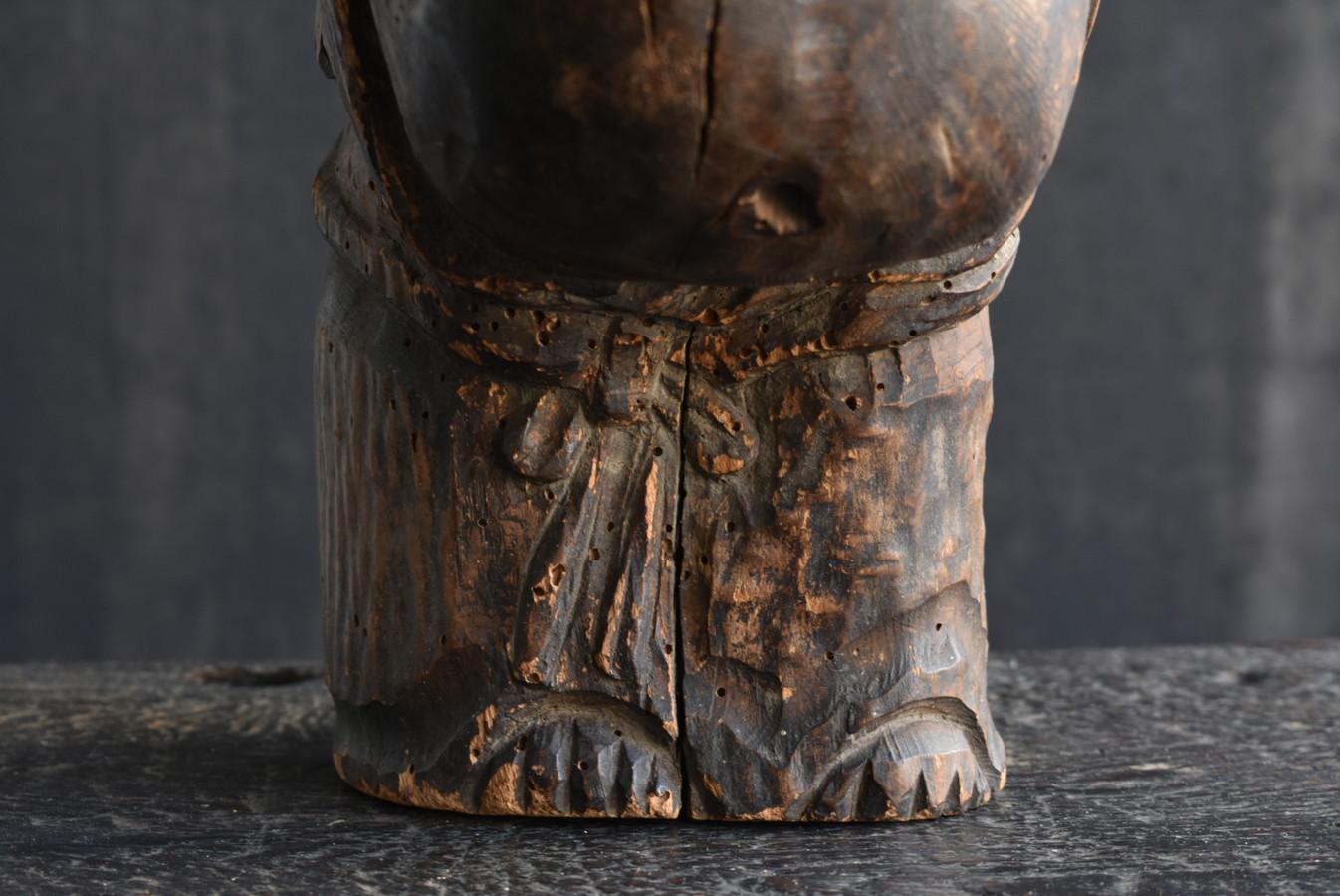 Japanese Antique Wooden Raccoon Figurine / 1868-1920 / Good Luck Charm 3