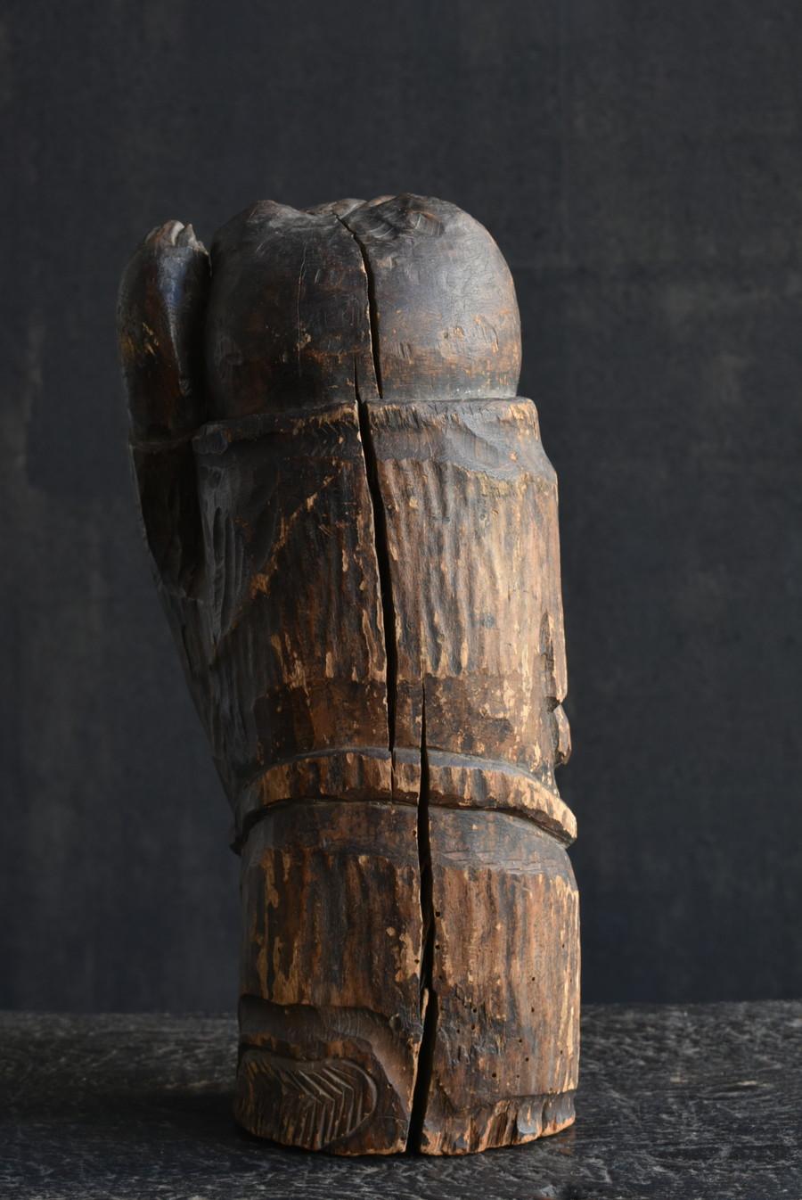 Meiji Japanese Antique Wooden Raccoon Figurine / 1868-1920 / Good Luck Charm