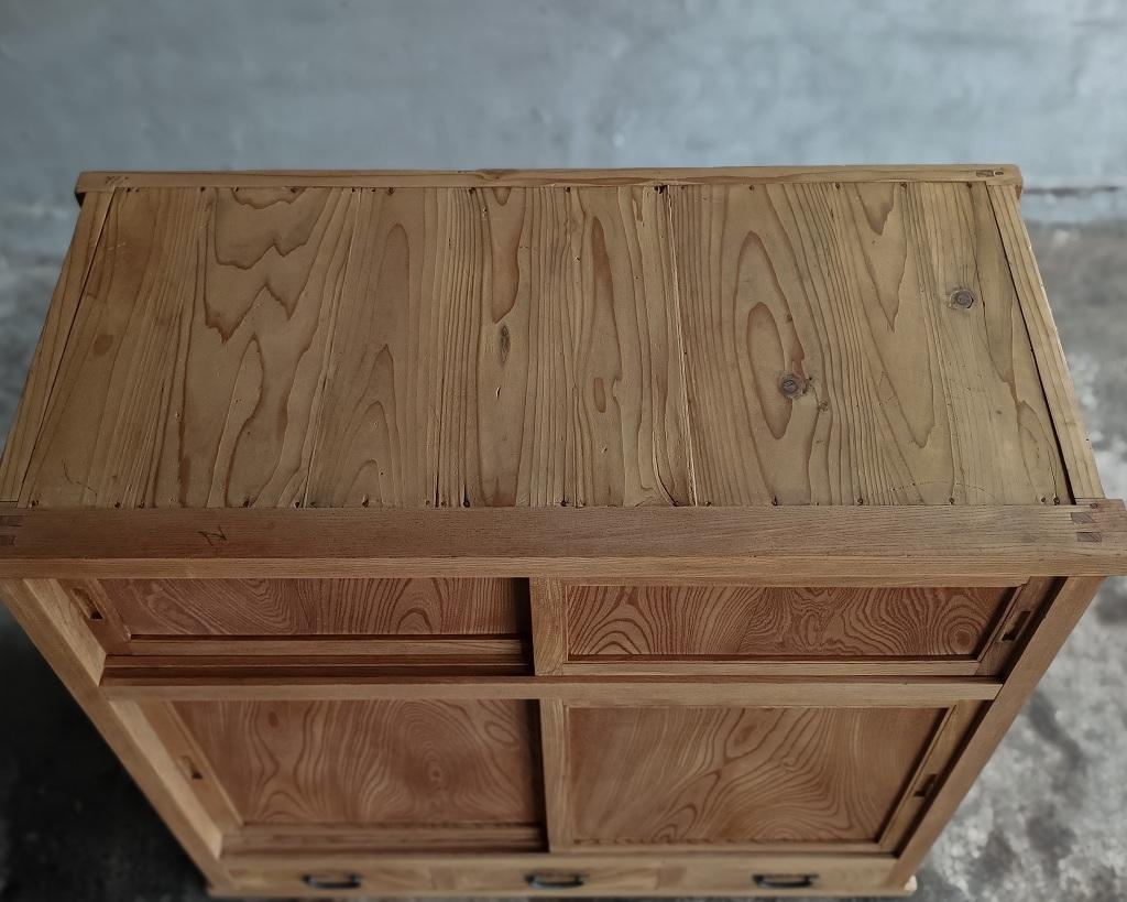 Japanese Antique Wooden Sliding Door Cabinet, Taisho Era'1912-1926', Wabi Sabi For Sale 14