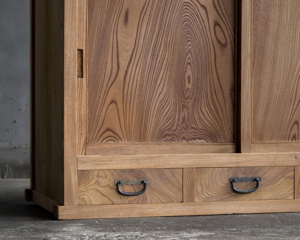 Japanese Antique Wooden Sliding Door Cabinet, Taisho Era'1912-1926', Wabi Sabi For Sale 2