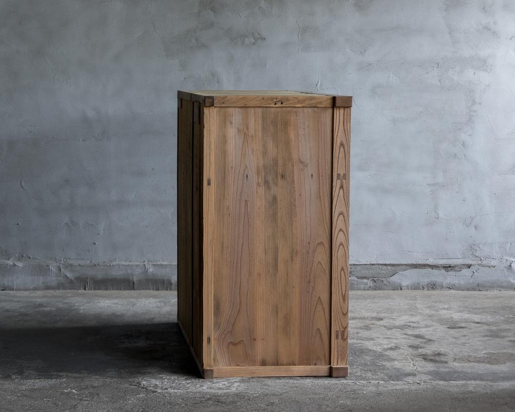 Japanese Antique Wooden Sliding Door Cabinet, Taisho Era'1912-1926', Wabi Sabi For Sale 4