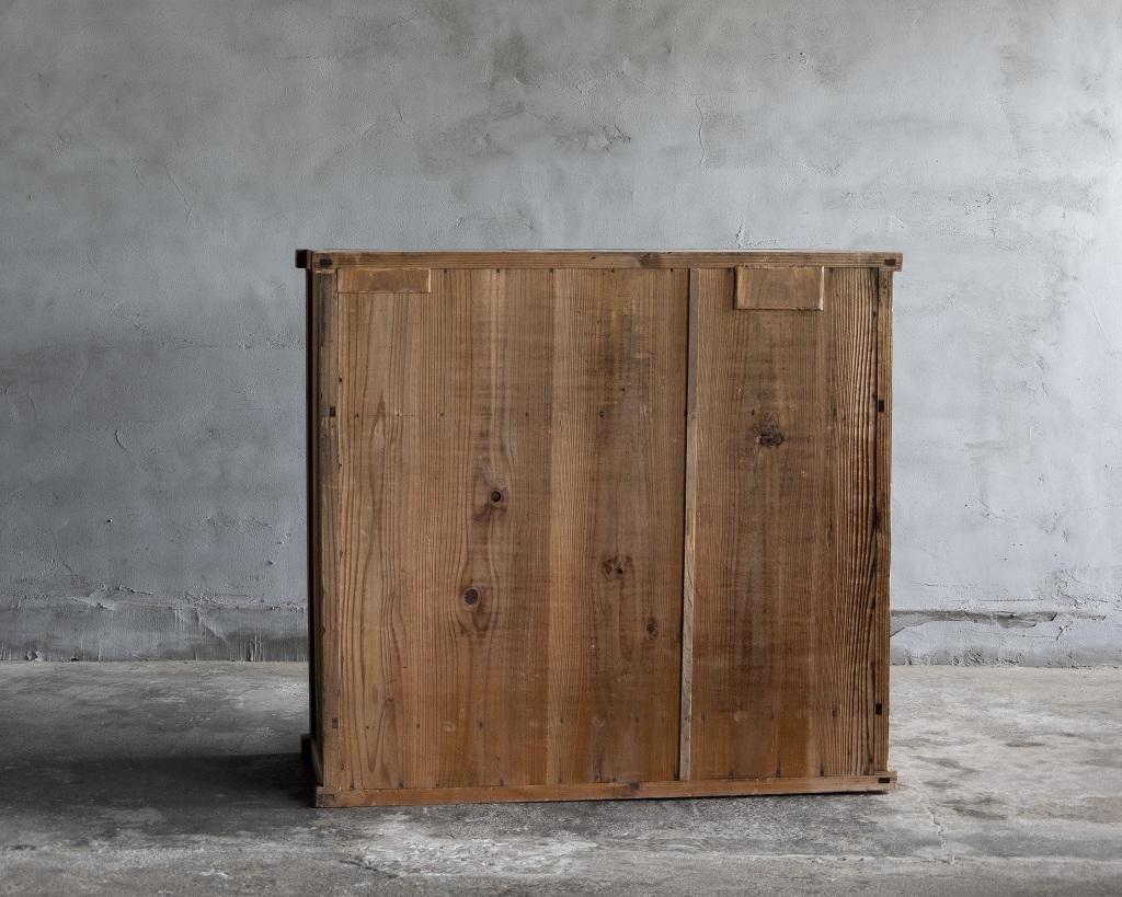 Japanese Antique Wooden Sliding Door Cabinet, Taisho Era'1912-1926', Wabi Sabi For Sale 5