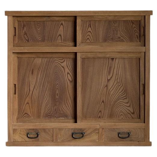 Japanese Antique Wooden Sliding Door Cabinet, Taisho Era'1912-1926', Wabi Sabi