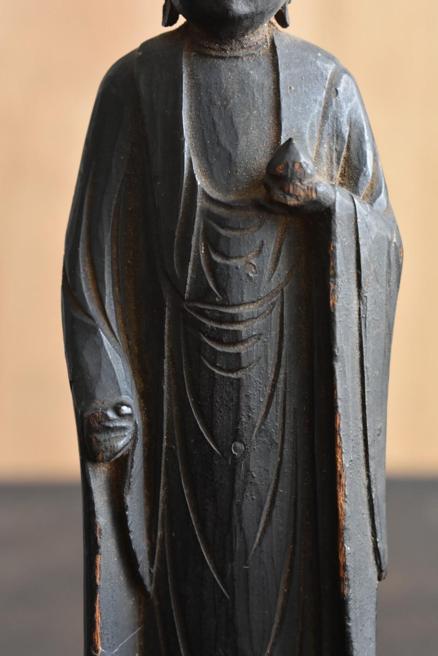 Japanese antique wooden small Buddha statue/1800s/Jizo Bodhisattva For Sale 7