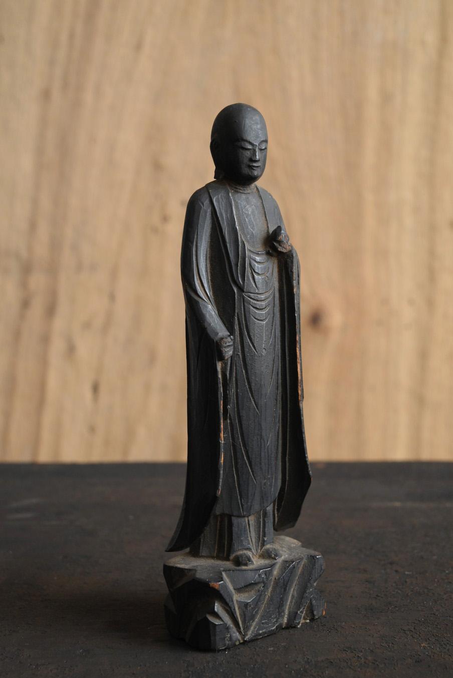 Edo Japanese antique wooden small Buddha statue/1800s/Jizo Bodhisattva For Sale