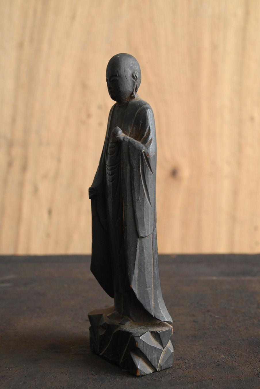 Hand-Carved Japanese antique wooden small Buddha statue/1800s/Jizo Bodhisattva For Sale