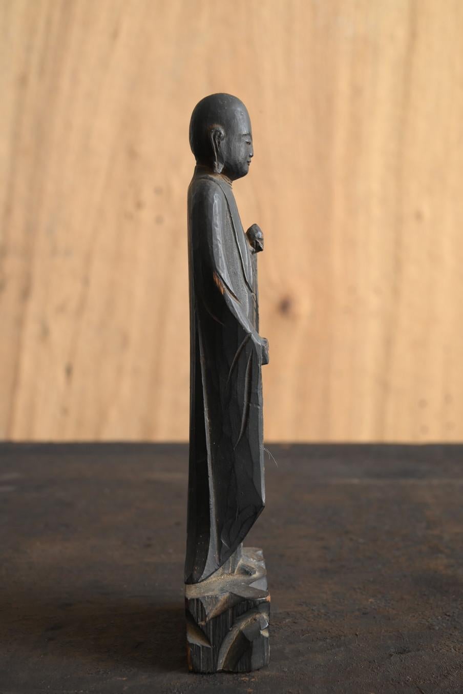 Japanese antique wooden small Buddha statue/1800s/Jizo Bodhisattva In Good Condition For Sale In Sammu-shi, Chiba