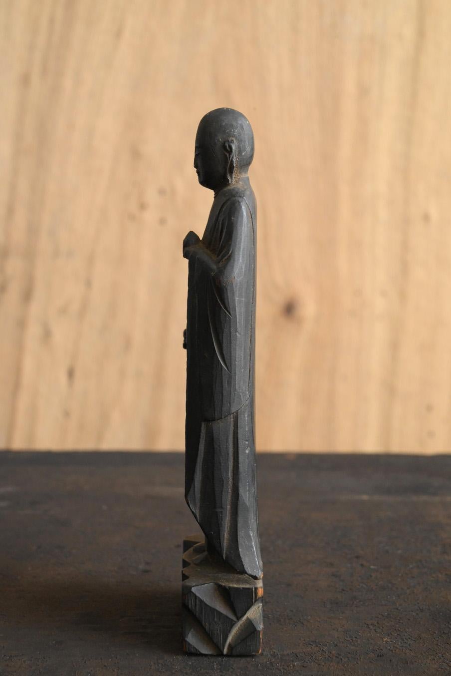 19th Century Japanese antique wooden small Buddha statue/1800s/Jizo Bodhisattva