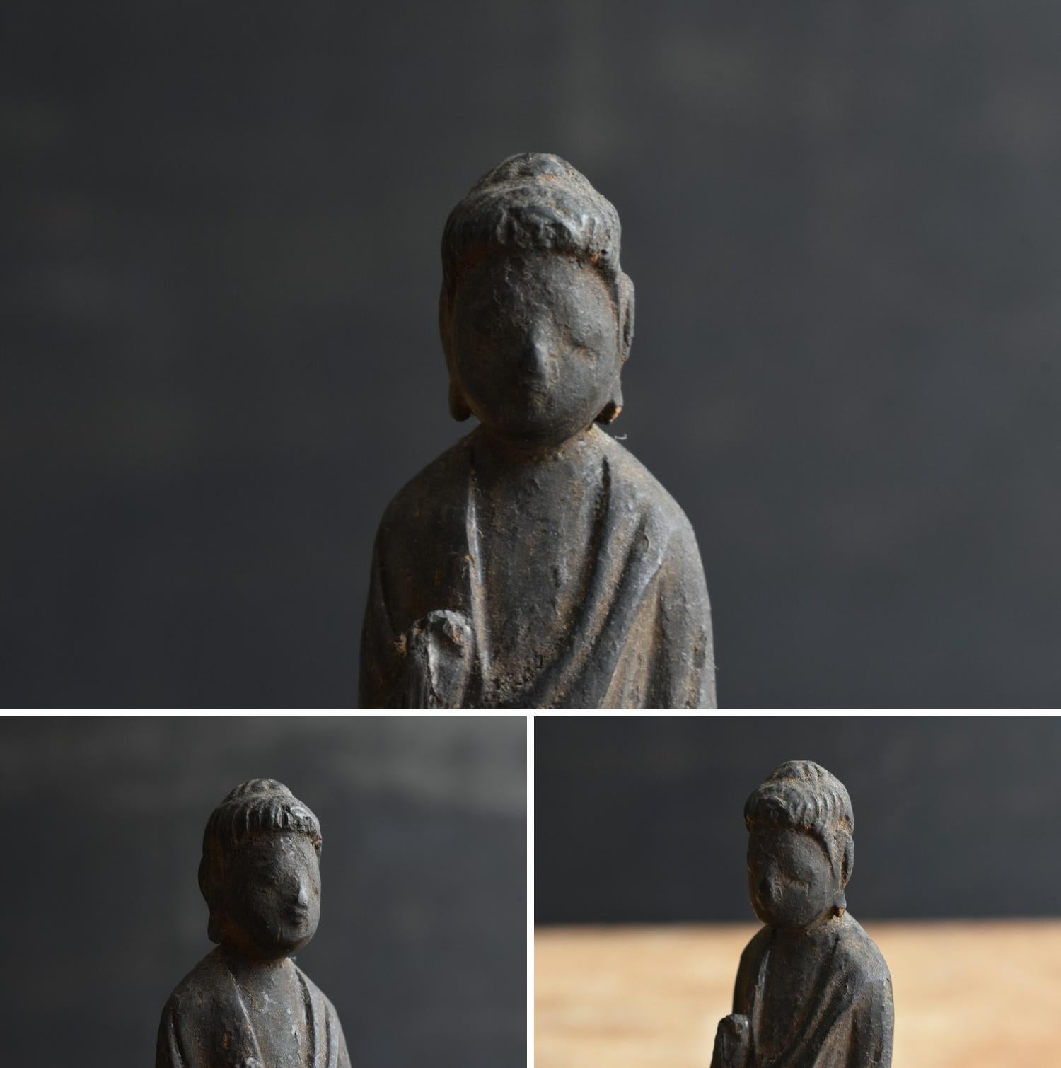 Hand-Carved Japanese Antique Wooden Small Buddha Statue/Edo Period/1700s/Nyorai