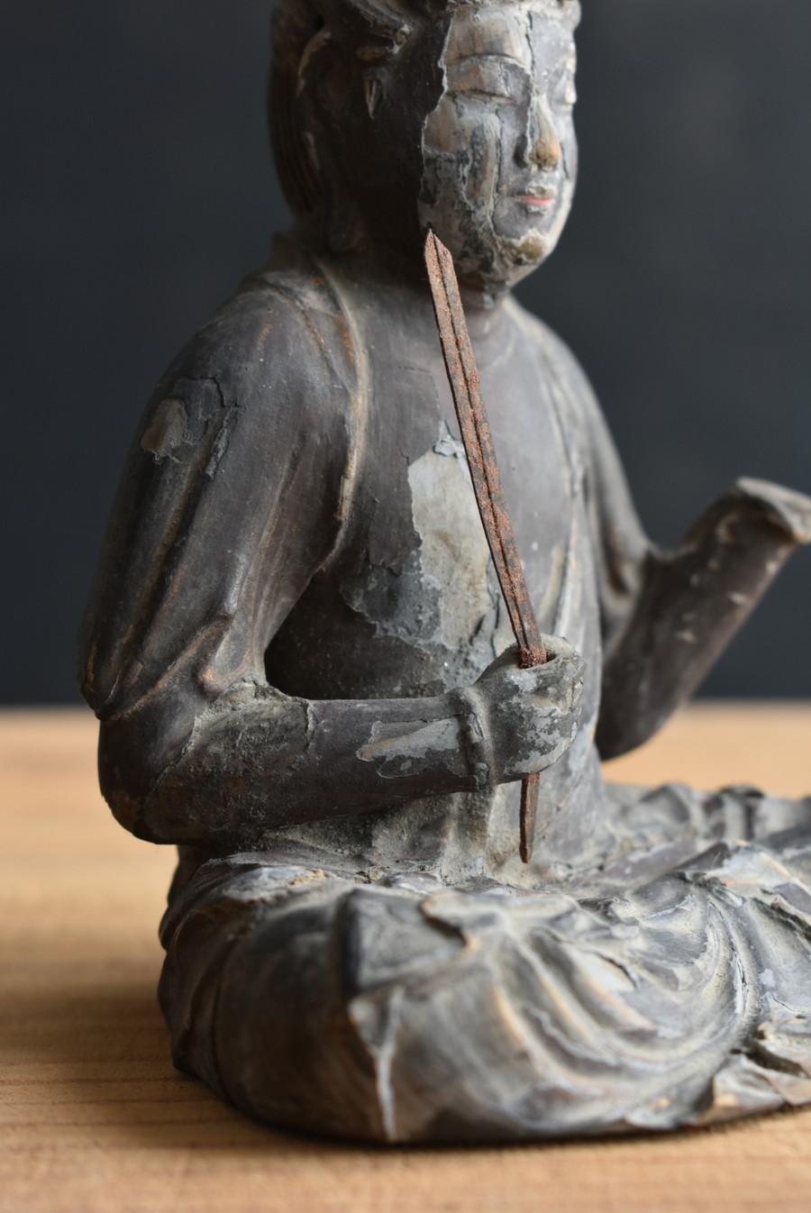 18th Century and Earlier Japanese antique wooden small Buddha statue / Edo period / 17th to 18th century  For Sale