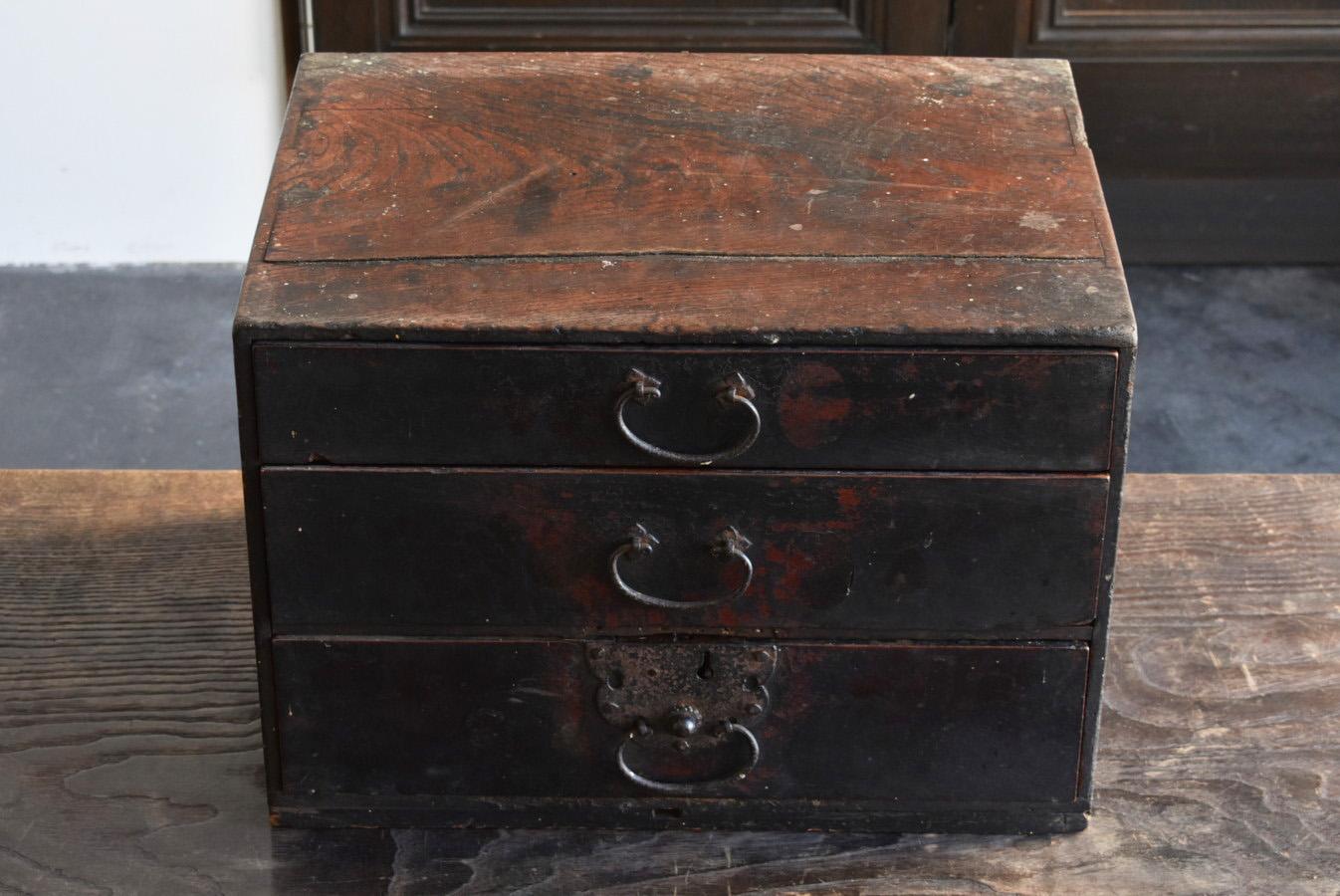 18th Century and Earlier Japanese Antique Wooden Small Drawer/1750-1850/Wabisabi Storage Chest/Tansu