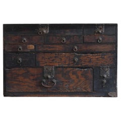 Japanese antique wooden small drawer / 1800-1912 / Wabi-sabi furniture