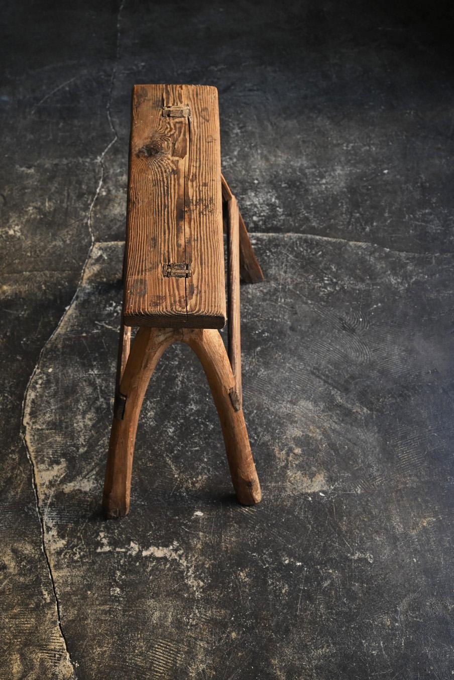 Meiji Japanese antique wooden stool/1868-1920/farmer's tools/