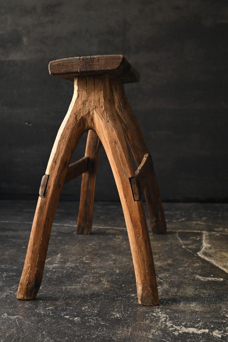 Woodwork Japanese antique wooden stool/1868-1920/farmer's tools/