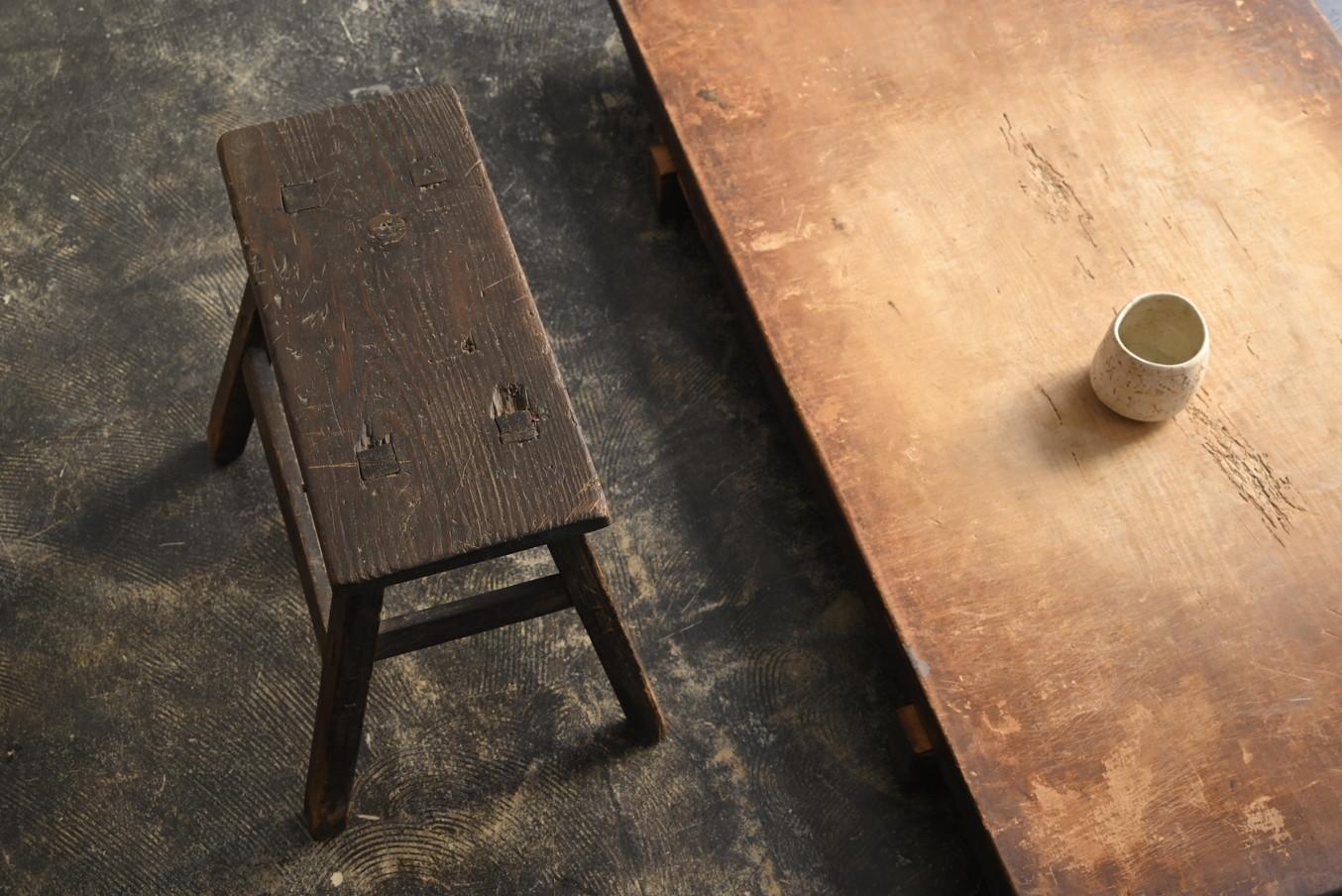 Japanese antique wooden stool/1900-1920/small chair For Sale 4