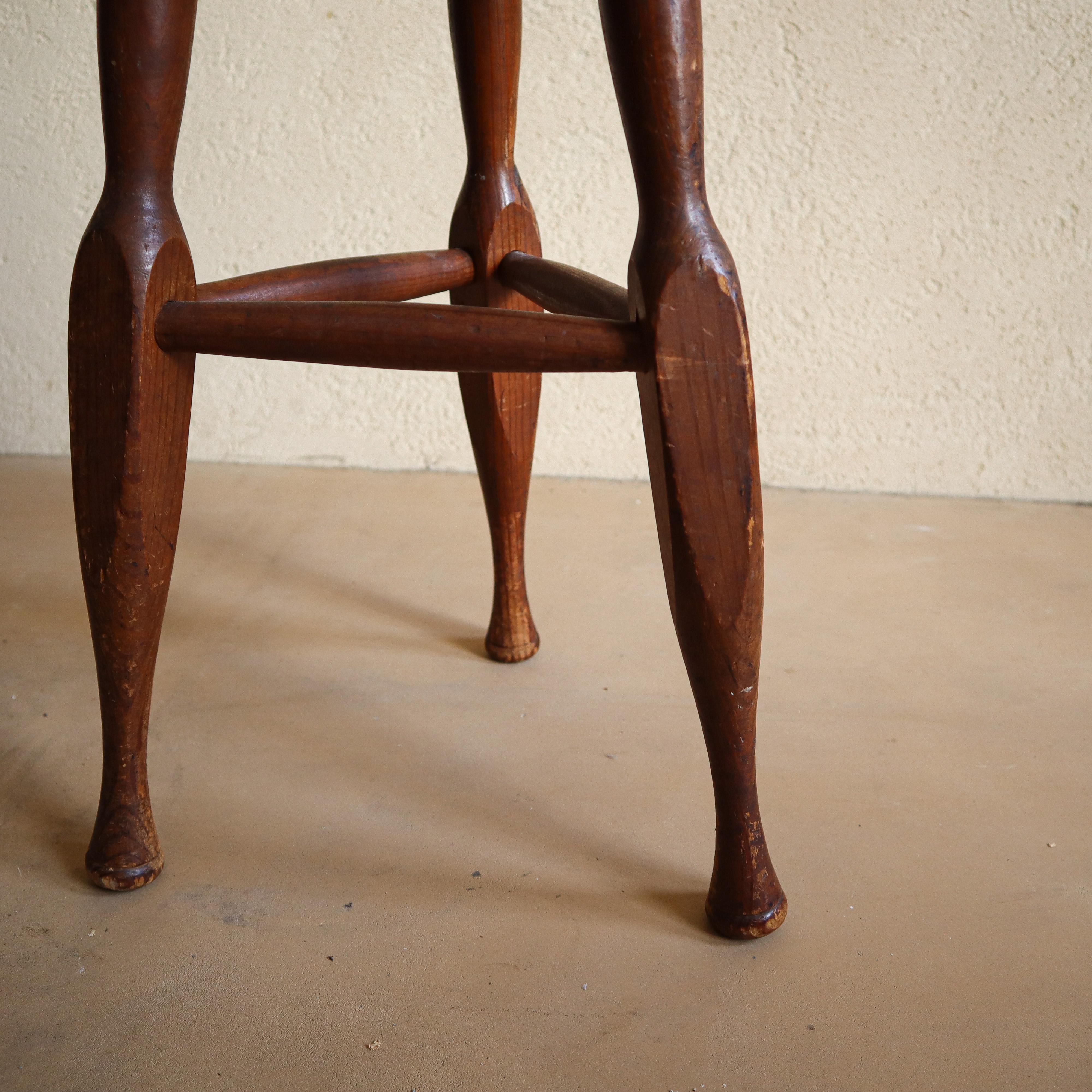 Japanese Antique Wooden Stool / 1950s Showa Period Wabi Sabi at 1stDibs