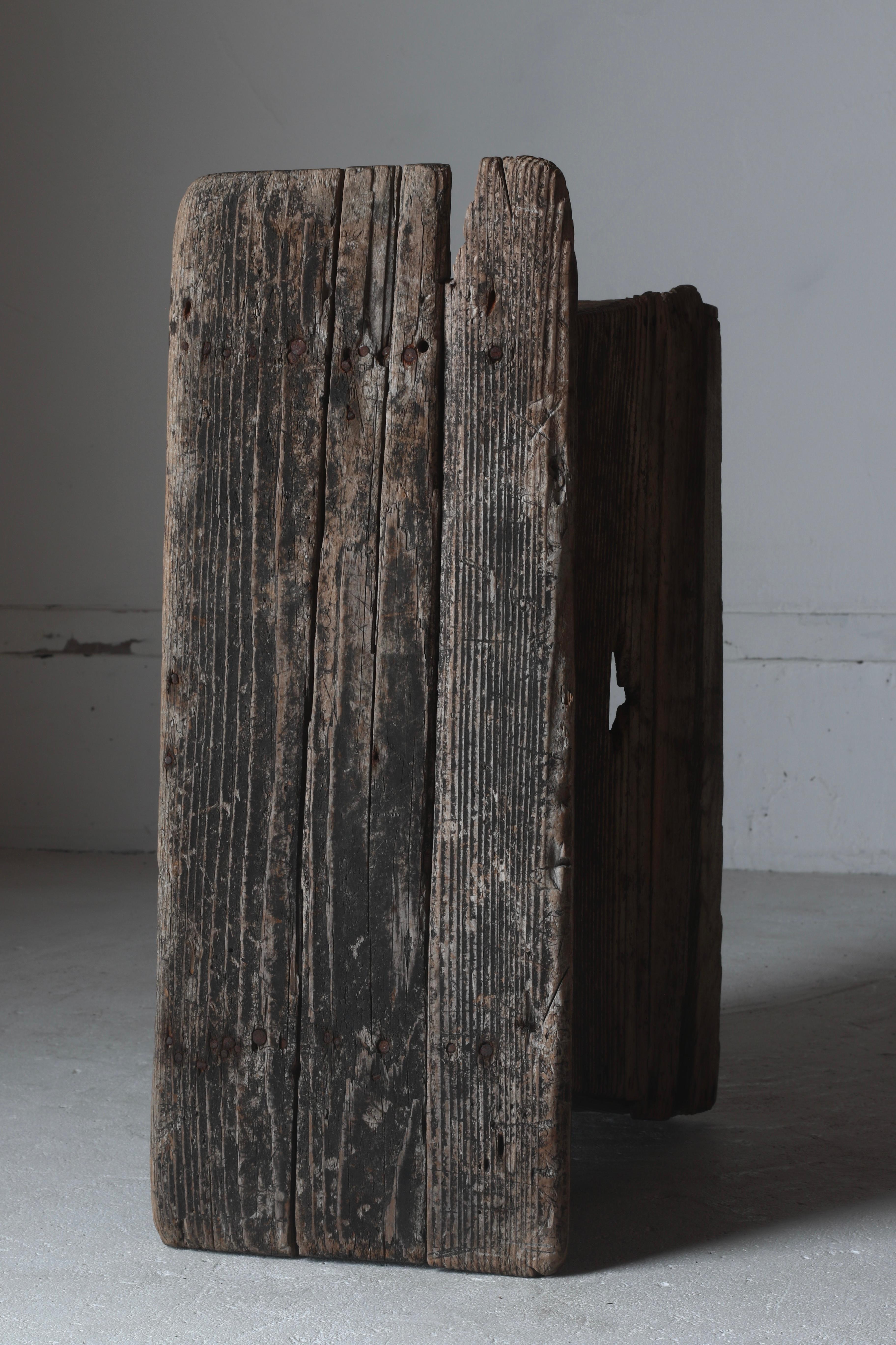 Japanese Antique Wooden Stool / Chair Stepping Stone / 1868-1912s / Wabi-Sabi For Sale 3