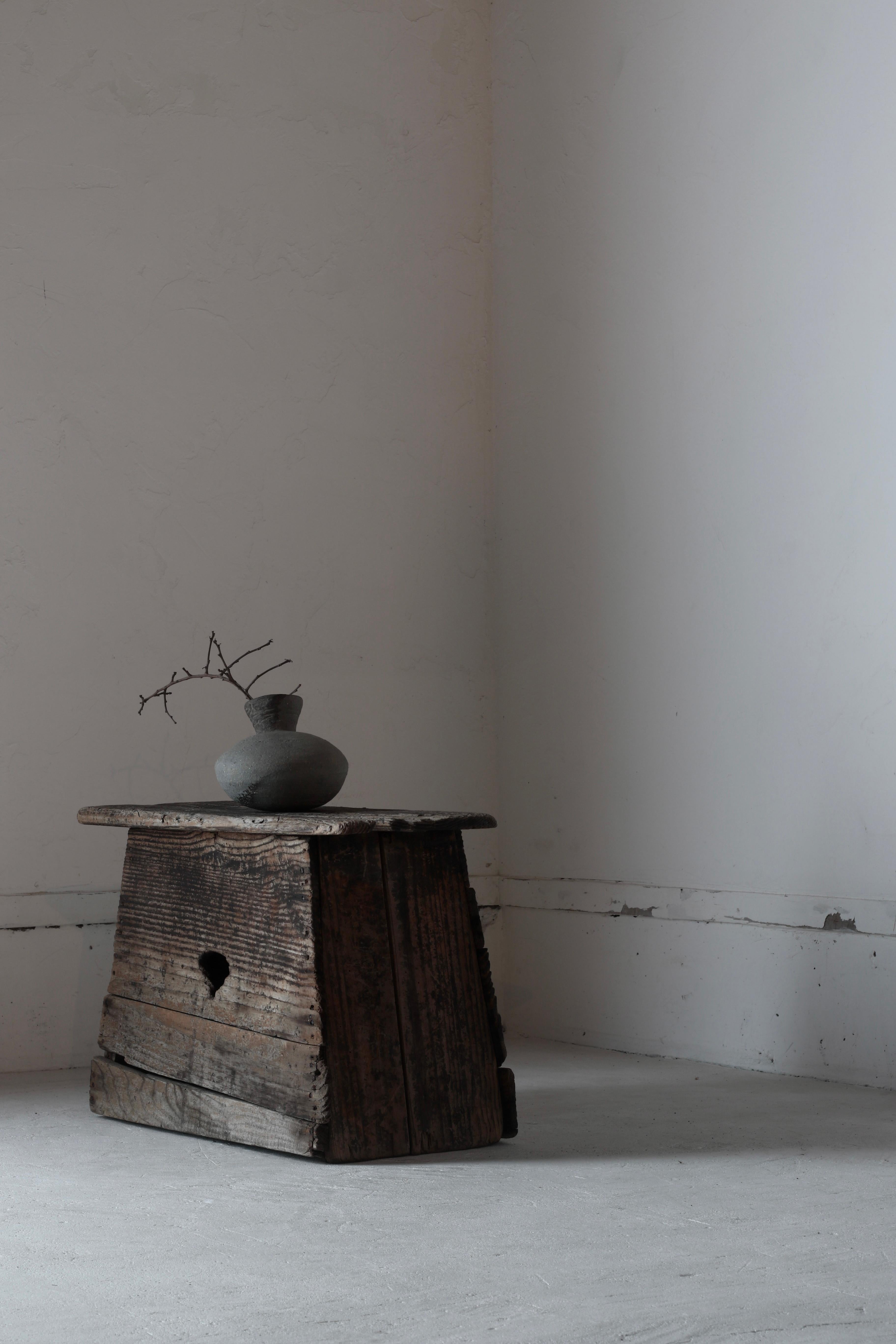 Meiji Japanese Antique Wooden Stool / Chair Stepping Stone / 1868-1912s / Wabi-Sabi For Sale