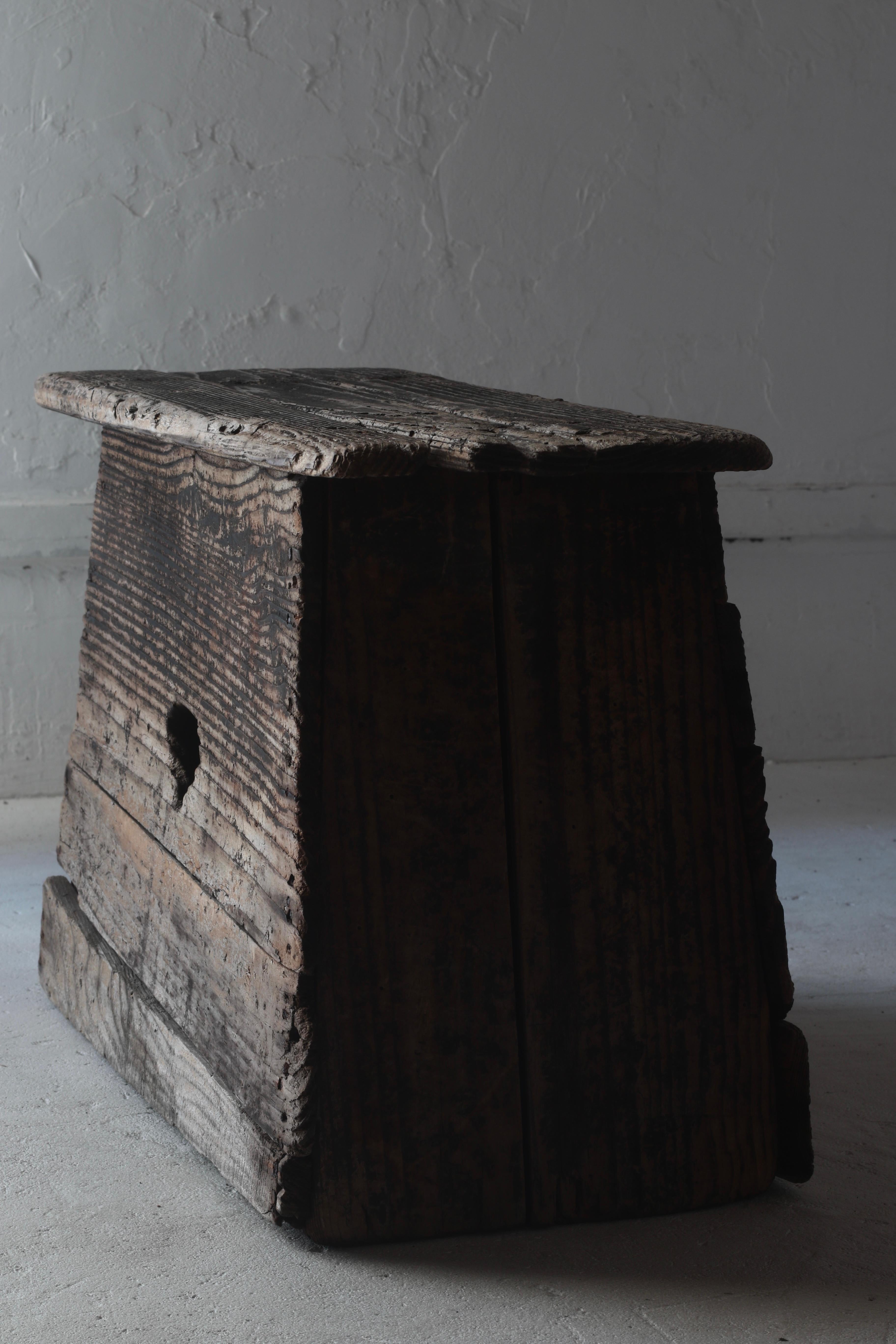 19th Century Japanese Antique Wooden Stool / Chair Stepping Stone / 1868-1912s / Wabi-Sabi For Sale