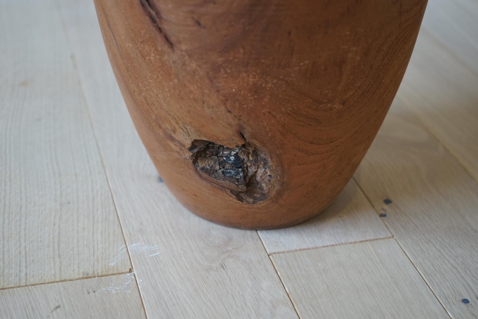 Japanese Antique Wooden Vase Object Primitive Wabi-Sabi Japandi In Good Condition For Sale In Chiba, Chiba