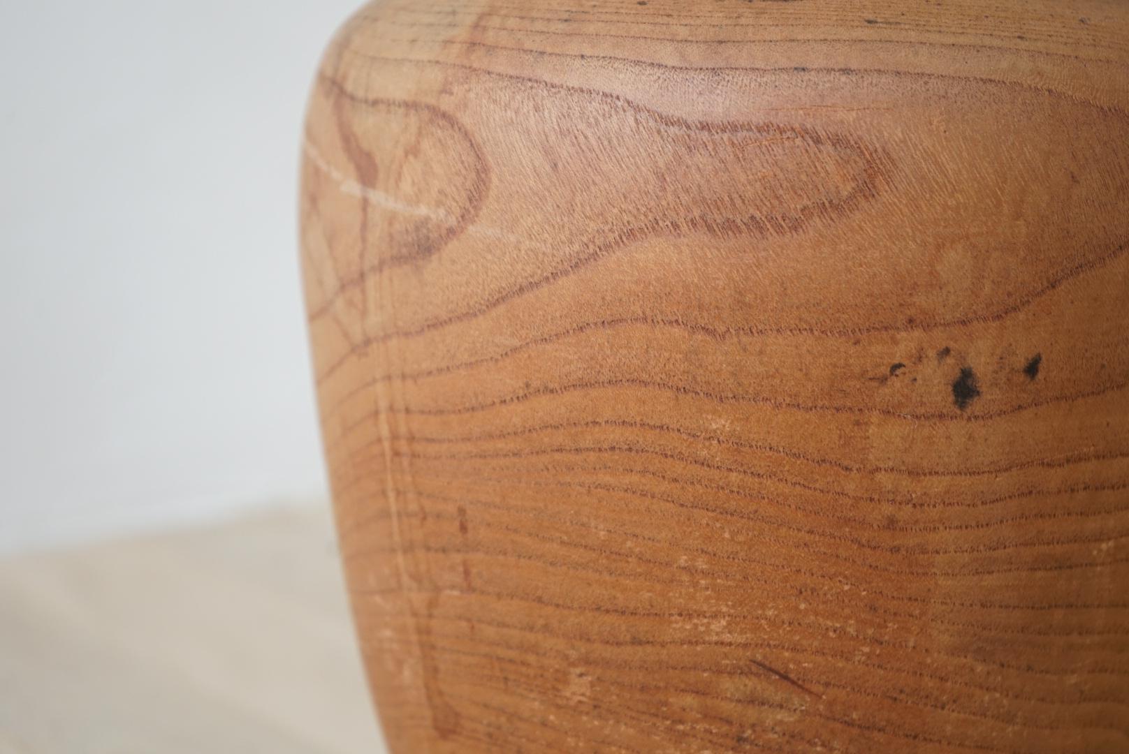Japanese Antique Wooden Vase Object Primitive Wabi-Sabi Japandi For Sale 1