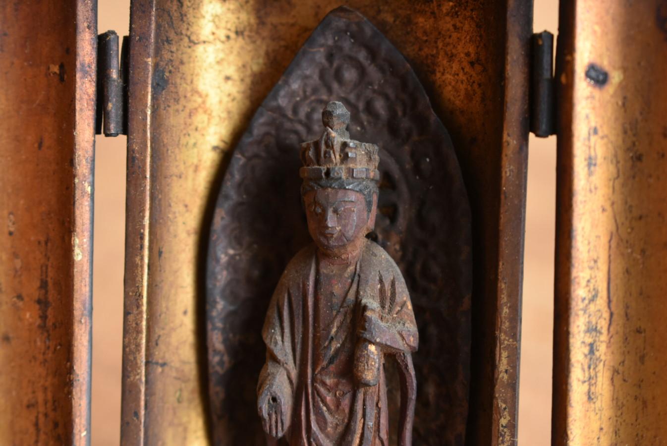 Wood Japanese antique wooden very small Buddha statue/Edo/circa 18th century