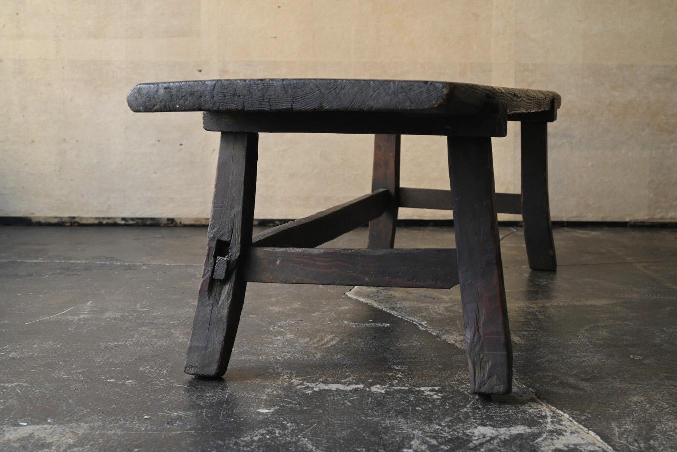 Japanese antique wooden wabi-sabi low table / 1850-1912 / 