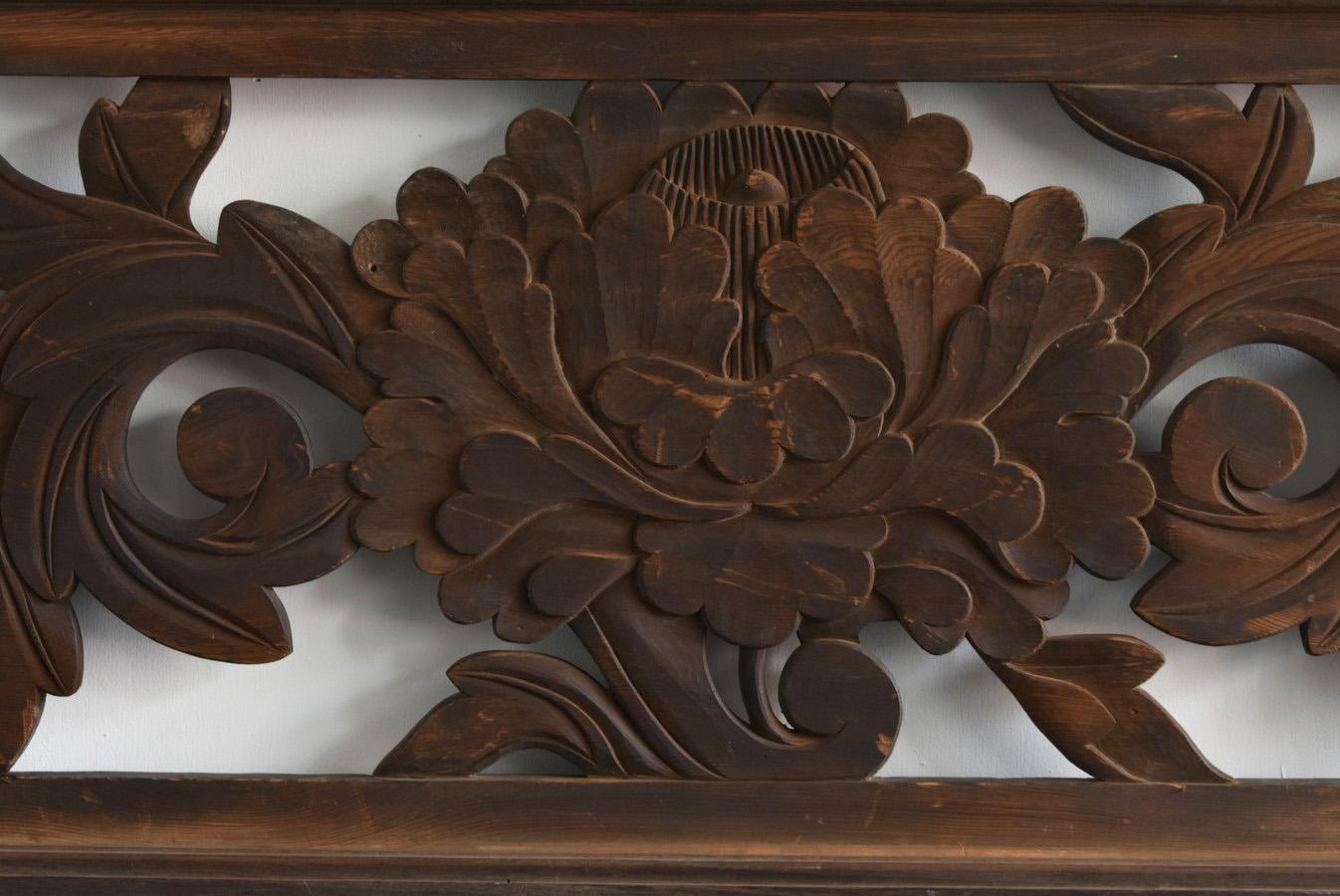 Japanese Antique Wooden Wall Hanging Floral Large Sculpture / 1868-1920 2