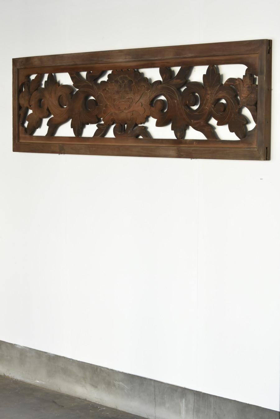 Japanese Antique Wooden Wall Hanging Floral Large Sculpture / 1868-1920 4